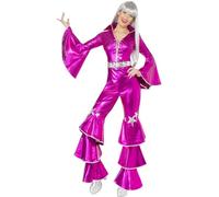 Smiffys Costume Dancing Dream des années 70, rose, comprend combinaison pantalon en dentelle Halloween, Carnaval