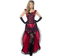 Smiffys Costume de bimbo de bordel authentique Western, bordeaux, avec robe et corset Halloween