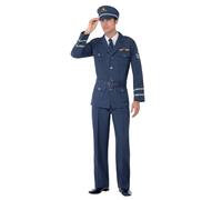 Smiffy's Costume Capitaine Air Force 2ème guerre mondiale, pantalon, veste, casquette et cravate