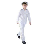 Smiffy's Costume de capitaine – enfant, blanc, avec haut, pantalon et chapeau – Halloween