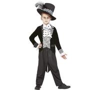 Smiffys Costume de Chapelier Fou noir, Noir et blanc, Veste, chemise et chapeau