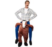 Smiffys Costume de cheval portant quelqu’un sur son dos, marron, costume une pièce avec fausses jambes