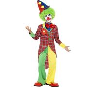 Smiffys Costume de clown, rouge et vert, avec veste, pantalon et fausse chemise avec nœud papillon