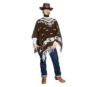 Smiffys Costume de cowboy Joe solitaire pour homme - Ensemble western 4 pièces de style Clint Eastwood - Tenue complète avec poncho, gilet, chapeau et ceinture pistolet - Pour carnaval et fêtes à