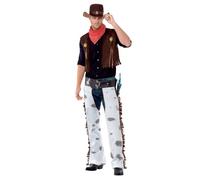 Smiffys Déguisement cowboy marron avec gilet, pantalon, écharpe et chapeau – Halloween