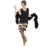 Smiffys Costume de délurée à frange des années 20, comprend robe avec dentelle et frange à perle Halloween