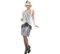 Smiffys Costume de délurée, argent, avec robe, bandeau et gants