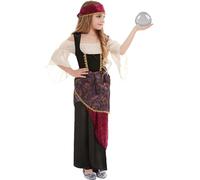 Smiffys Costume de diseuse de bonne aventure, Multicolore, avec robe et foulard Halloween
