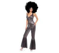 Smiffy's Costume Diva Disco - Combinaison pantalon évasé argentée - Taille S