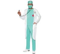Smiffy's Costume de docteur blanc – haut, pantalon, coiffe, masque, badge nominatif – Halloween