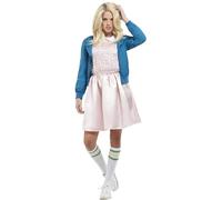 Smiffys Costume de fille étrange des années 80, Rose, Veste et robe