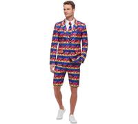 Smiffys Costume de flamant rose, Bleu, avec veste, short et cravate Halloween