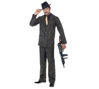 Smiffys Costume de gangster élégant à rayures dorées, avec veste, pantalon, plastron et cravate Halloween