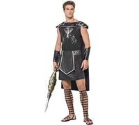 Smiffys Costume de gladiateur de l'ombre pour homme, noir, avec tunique et manchettes