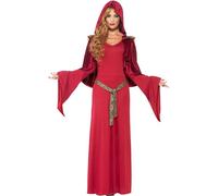 Smiffys Costume de Grande Prêtresse, Rouge, avec Robe, Ceinture et Cape à Capuche Halloween, Carnaval