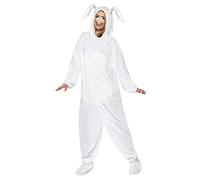 Smiffys Costume de lapin, blanc tout-en-un avec capuche et nez, déguisement d'animaux de fête, costume d'animal, taille XL 116,8-121,9 cm
