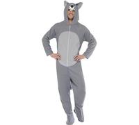 Smiffys Costume de Loup, Tout-en-un avec Capuche Déguisement - Adulte - Loup Mixte (lot de 1)