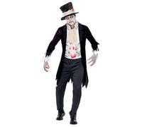 Smiffys Costume de marié zombie jusqu'à ce que la mort nous sépare, Noir, avec veste, gilet, écharpe, pantalon & chapeau haut de forme