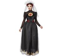Smiffys Costume de mariée Sacré-Cœur DOTD, Noir, Robe et serre-tête à voile Halloween, Carnaval