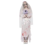 Smiffys Costume de mariée zombie jusqu'à ce que la mort nous sépare, avec robe, voile & bouquet Halloween