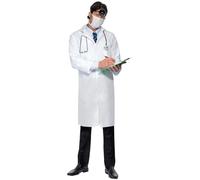 Smiffys Costume de médecin, blanc, avec longue blouse et masque