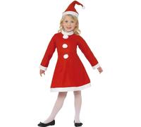 Smiffys Costume de Mère Noël pour petite fille, Rouge, avec robe et bonnet
