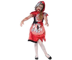 Smiffys Costume de miss chaperon zombie, Rouge, avec robe & cape à capuche Halloween