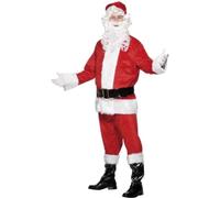 Smiffys Costume de Père Noël, Rouge, avec veste, pantalon, barbe, ceinture, bonnet et couvre-bottes, Deluxe Halloween