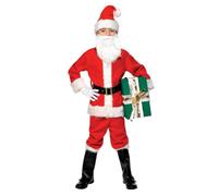 Smiffys Costume de Père Noël, Rouge, avec veste, pantalon, ceinture, bonnet, gants, couv - Taille enfant S/4-6