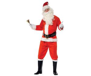 Smiffys Costume de Père Noël, Rouge, avec veste, pantalon, ceinture, bonnet, gants et couvre-botte, Deluxe Halloween