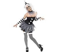 Smiffys Costume de Pierrot sinistre, avec robe, ras du cou, chapeau & manchettes