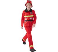 Smiffys Costume de pompier, Rouge, avec veste, pantalon et chapeau Halloween
