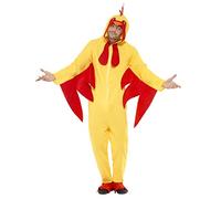 Smiffys Costume de poulet jaune à capuche tout-en-un pour adulte
