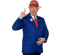Smiffys Costume de president, bleu et rouge, avec veste, cravatte, chapeau et badges