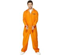 Smiffys Costume de prisonnier évasé, orange avec costume de chaudière, déguisement pour adulte