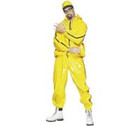 Smiffys Costume de rappeur, jaune, PVC, avec veste à capuche, pantalon et chapeau Halloween