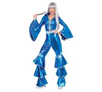 Smiffys Costume de rêve dansant des années 70, bleu avec combinaison à lacets, déguisement disco des années 70, costume pour adulte