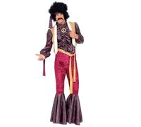 Smiffys Costume de Rocker Psychédélique avec Pantalon à Pattes d'Eléphant, Haut avec Gil, Taille XL