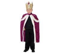 Smiffys Costume de roi/reine pour enfant, Mauve, avec robe et couronne Halloween, Carnaval
