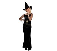 Smiffys Costume de sorcière glam, Noir, avec robe et chapeau Halloween, Carnaval
