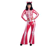 Smiffys Costume de squelette Fever Devil, combinaison rouge sexy Halloween