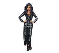 Smiffys Costume de squelette, Noir, avec robe fourreau à manches longues