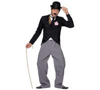 Smiffy's Déguisement Années 20 Charlie Chaplin – veste, pantalon, faux gilet et cravate – Blanc
