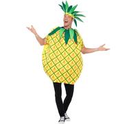 Smiffys Costume de tabard à l'ananas, Jaune, avec un bandeau en forme de couronne florale Halloween