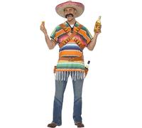 Smiffys Costume de tequila man homme, avec poncho, cartouchière, ceinture et porte bouteilles Halloween, Carnaval