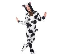 Smiffys Costume de vache, noir et blanc, tout-en-un avec capuche