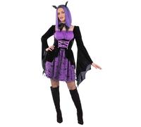 Smiffys Costume de vampire pour femme avec robe et bandeau - Costume de vampire gothique pour femme - Violet - Taille XS