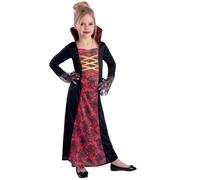 Smiffys Costume de Vampire pour filles, déguisement d’Halloween rouge et noir pour enfants