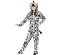 Smiffys Costume de zèbre, Noir et blanc, tout-en-un avec capuche Halloween