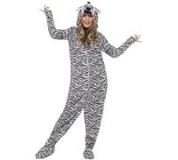 Smiffy's Costume de zèbre – tout-en-un avec capuche – Halloween